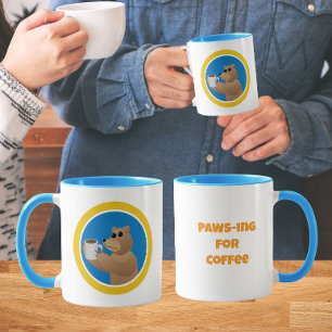 Caneca Pausando para Café Urso Fofo Café da Manhã Piada