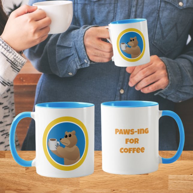 Caneca Pausando para Café Urso Fofo Café da Manhã Piada (Criador carregado)