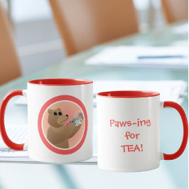 Caneca Pausando para o Chá Urso Fofo Chá da Manhã Trocadi