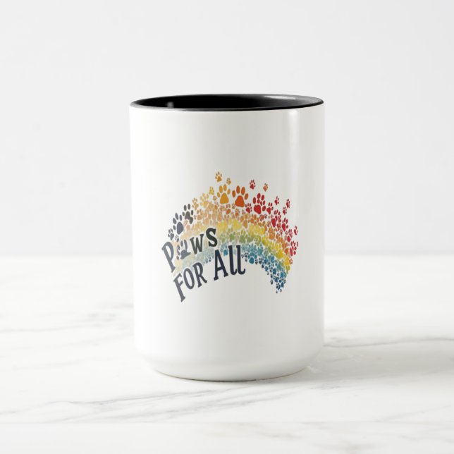 Caneca Paws for All – Rainbow Paw Print Unity  (Centro)