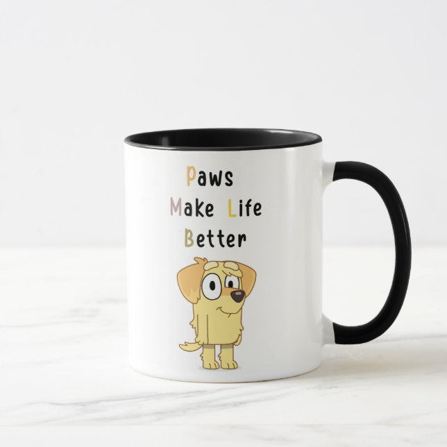 Caneca Paws Make Life Better Mug – Cute Dog Illustration  (Direita)