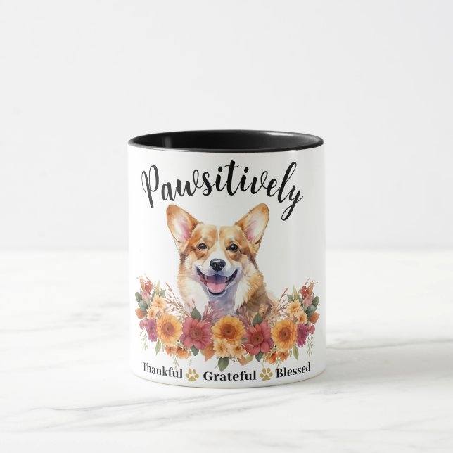 Caneca Pawsitivamente Agradecido Grato Abencoado Cachorro (Centro)