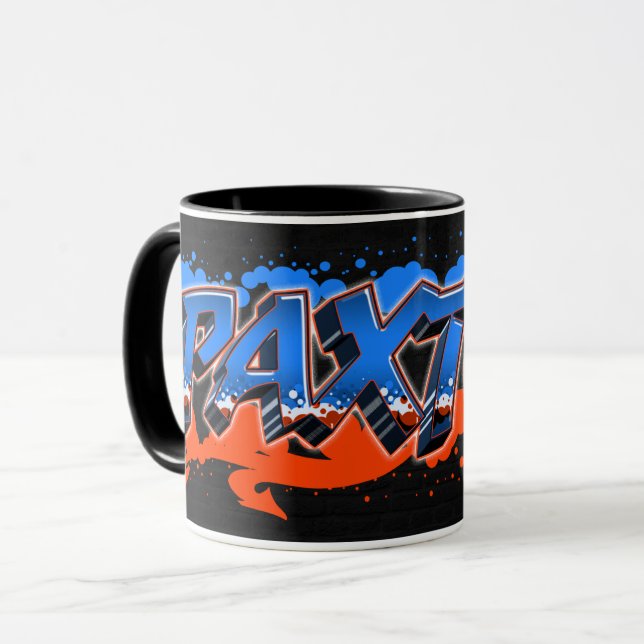 Caneca Paxton Vorname Name Graffiti blue orange Tasse (Frente Esquerda)