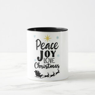 Caneca Paz Alegria Amor Natal Trenó do Papai Noel Moder