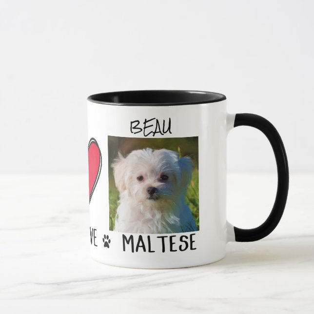 Caneca Paz Amor Cachorro Maltês Amam Mug (Direita)