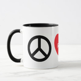 Caneca Paz, amor e laboratórios personalizados