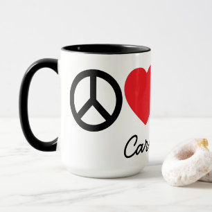 Caneca Paz, Amor, Vinho e Gatos Mug Personalizados