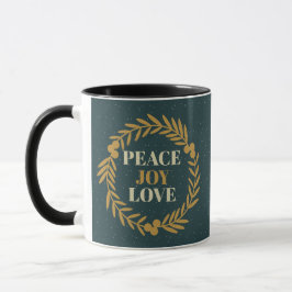 Caneca Paz Azul-Verde, Joy, Dourada Fúria de Natal