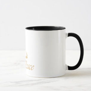 Caneca Paz dourada com caligrafia árabe "Salam "