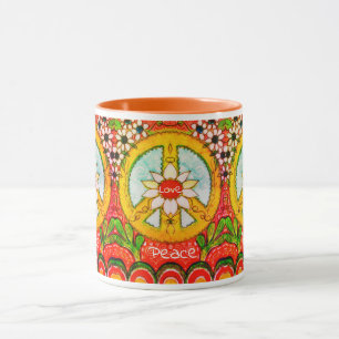 Caneca Paz e Daisy Flower Power Love & Sunshine