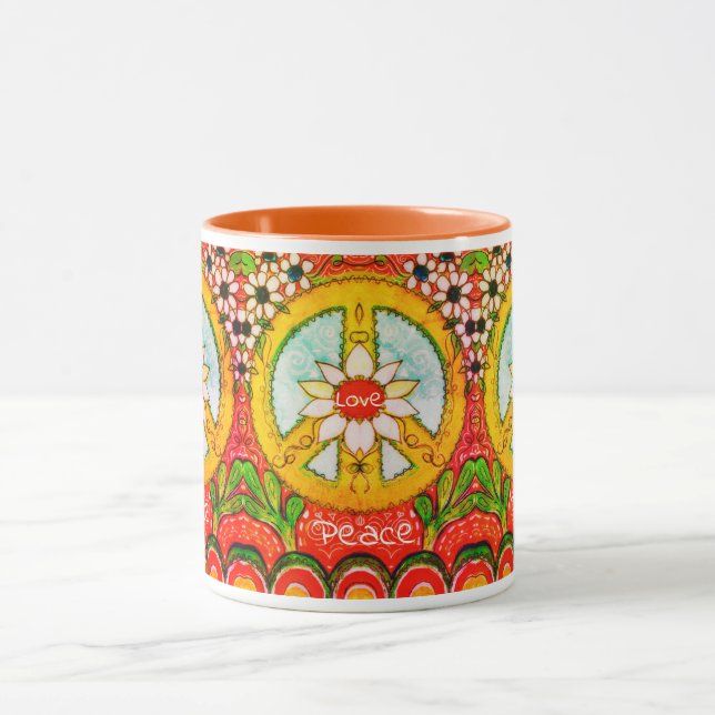 Caneca Paz e Daisy Flower Power Love & Sunshine (Centro)