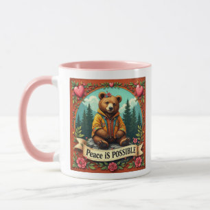 Caneca Paz é Possível Urso e Coração