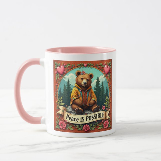 Caneca Paz é Possível Urso e Coração (Esquerda)