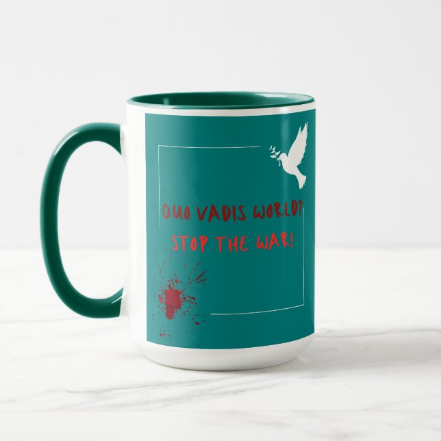 Caneca Paz: Mug para o Mundo Quo Vadis da Guerra (Esquerda)