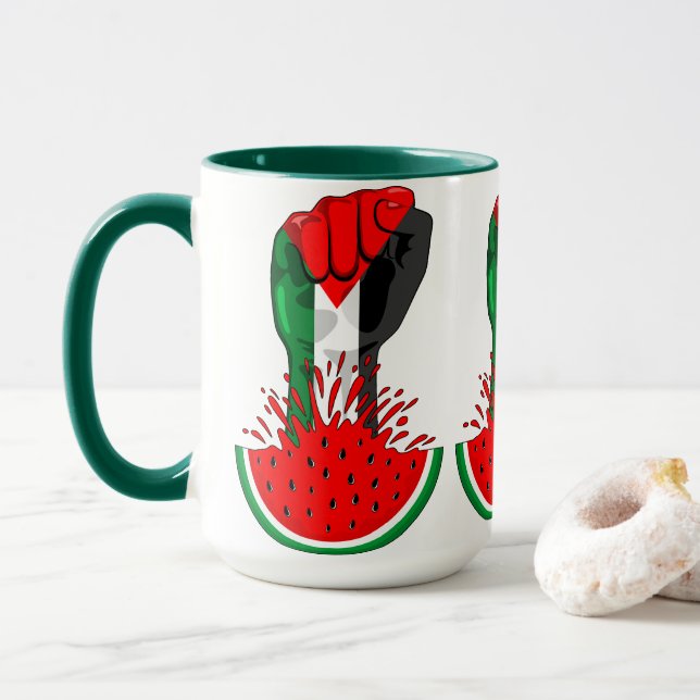 Caneca Pé de resistência da Palestina em Watermelon (Com Donut)