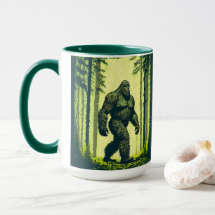 Caneca Pé Grande Sai Para Uma Caminhada Na Floresta