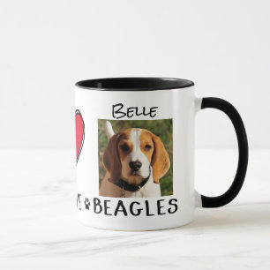 Caneca Peace Love Beagles Dog Lovers
