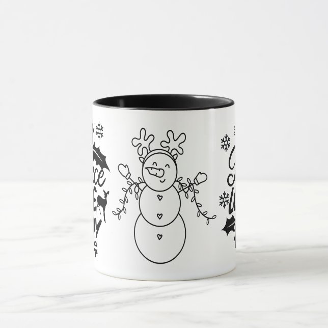 Caneca Peace Love Joy Engraçado Feriado (Centro)