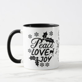 Caneca Peace Love Joy Engraçado Feriado