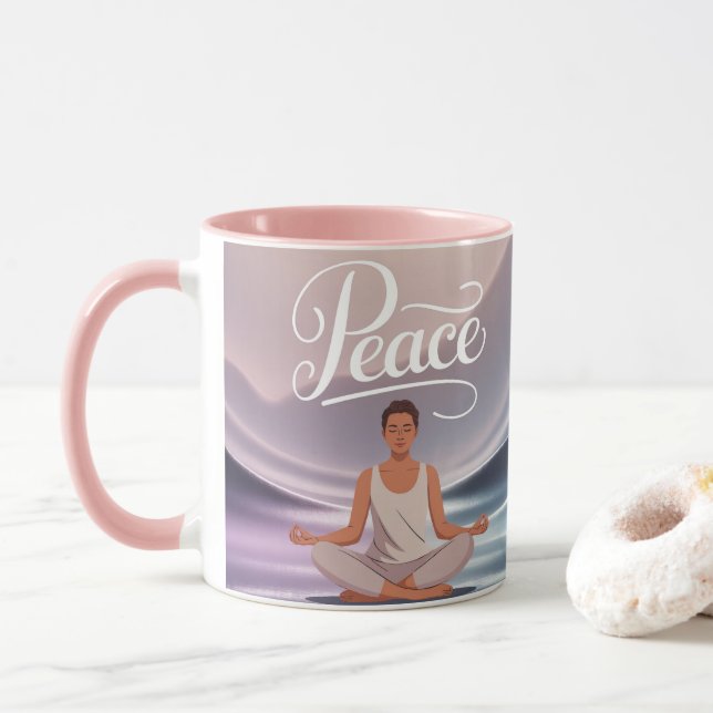 Caneca Peace Meditation Mug Lotus Position (Com Donut)