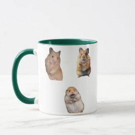 Caneca Peace sign and Screaming Hamster Meme Funny Mug