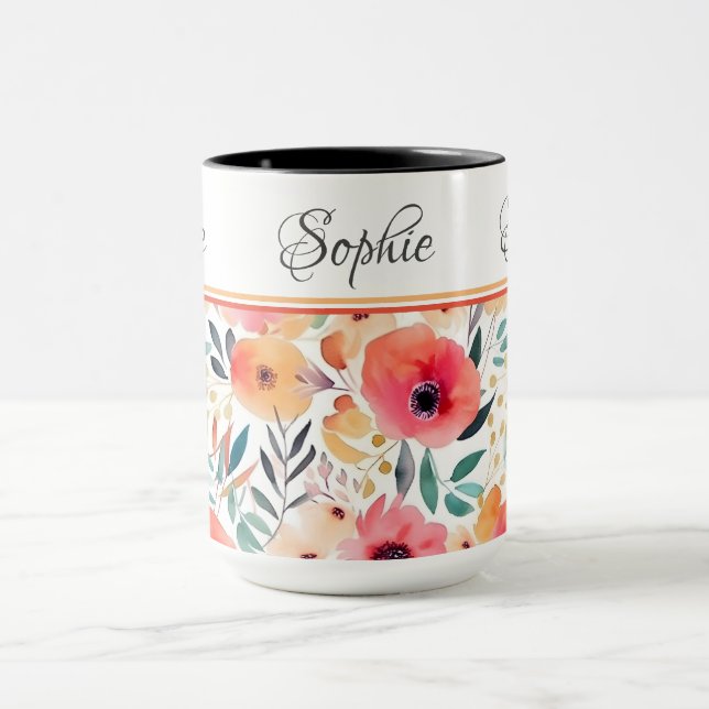 Caneca Peach Orange Floral Mug (Centro)