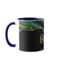 Peacock Agate Texture 06 Ouro 3D Text Custom Mug (