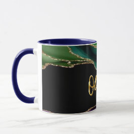 Caneca Peacock Agate Texture 06 Ouro 3D Text Custom Mug (