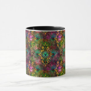Caneca Peacock feather vitoriana elegante roxo