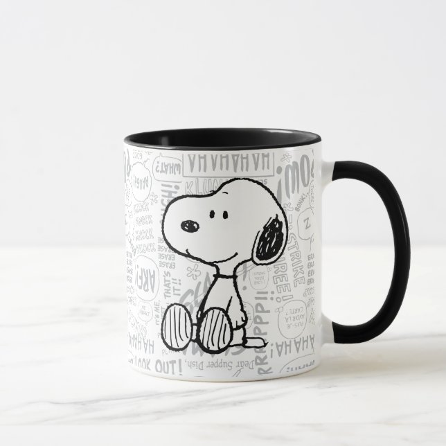 Caneca PEANUTS | Snoopy on Black White Comics (Direita)