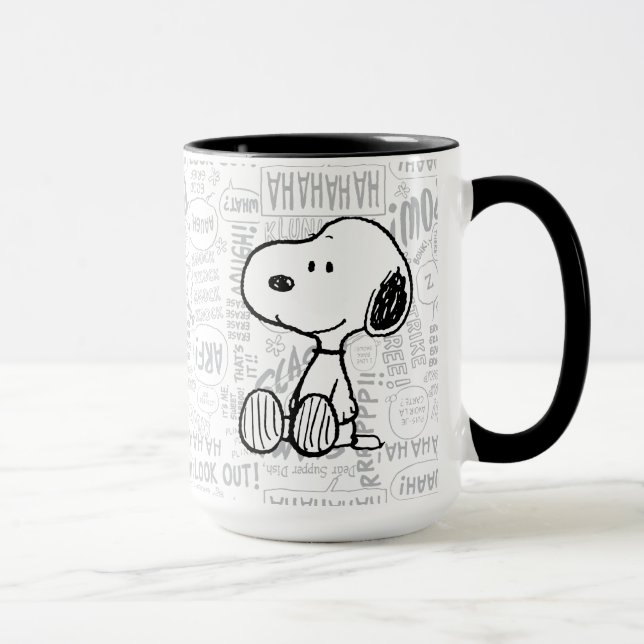 Caneca PEANUTS | Snoopy on Black White Comics (Direita)