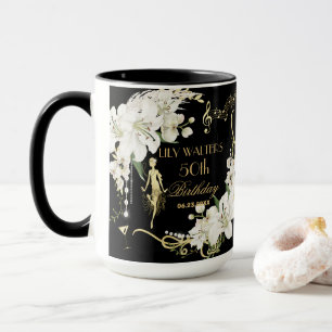 Caneca Pearls White Floral Art Deco Gatsby 20s Aniversári