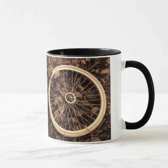 Caneca Peças de bicicleta com folhas de outono taça de ca (Direita)
