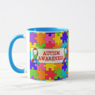 Caneca Peças de Puzzle da Fita de Conscientização 