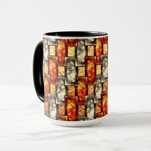 Caneca Peças retangulares em branco e vermelho (Frente Esquerda)