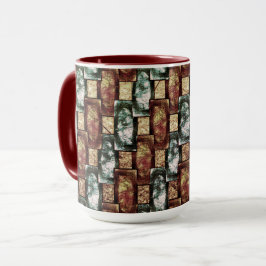 Caneca Peças retangulares esculpidas e manchadas, marrom 