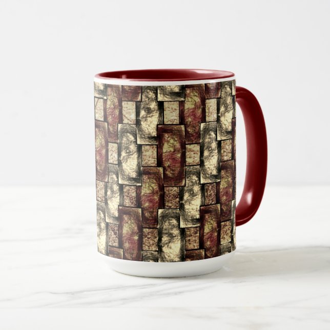 Caneca Peças retangulares esculpidas e manchadas, ouro ve (Frente Esquerda)