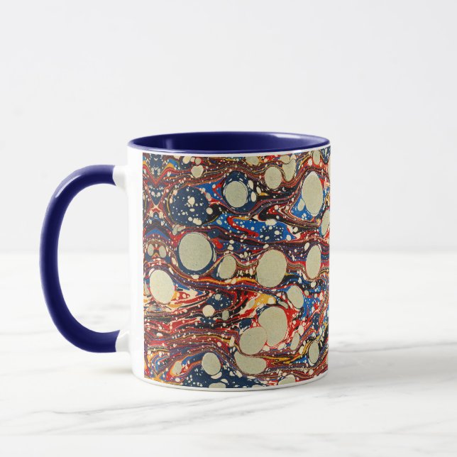 CANECA PEDAÇOS AZUIS ABSTRATO MARBADOS, CÍRCULOS BRANCOS (Esquerda)