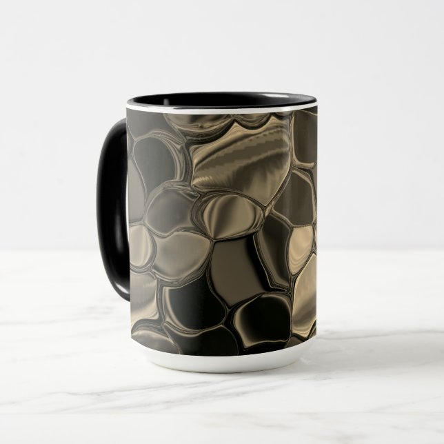 Caneca Pedaços castanhos, círculos e arredondados (Frente Esquerda)