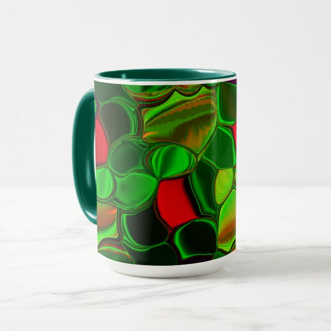 Caneca Pedaços de mandris, cír e formas arredondadas. (Frente Esquerda)