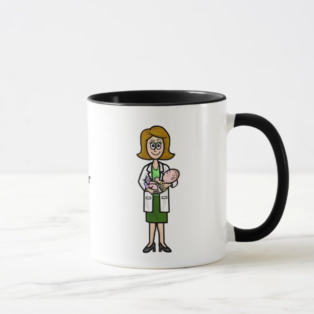 Caneca Pediatria Feminina Médica Segurando Bebê Mug (Direita)