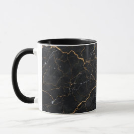Caneca Pedra Negra com Vias Douradas e Prateadas