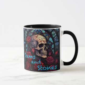 Caneca Pedras e caules Crânio e Rosa