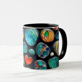Caneca Pedras Pintadas Decorativas Brilhantes