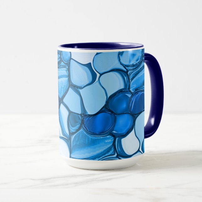 Caneca Pedras redondas em tons semelhantes ao azul real (Frente Esquerda)