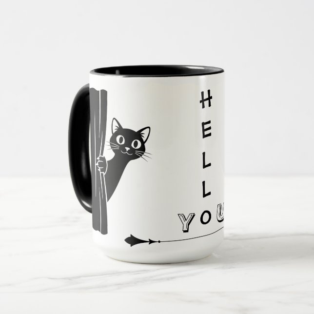 Caneca Peekaboo Black Cat Funny Mug (Frente Esquerda)