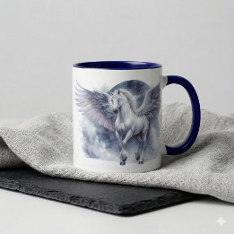 Caneca Pégaso Branco Asas ao Luar Sonho Celestial