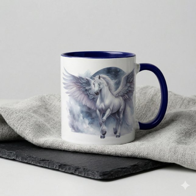 Caneca Pégaso Branco Asas ao Luar Sonho Celestial (White Pegasus Moonlit Wings Celestial Dream Mug)