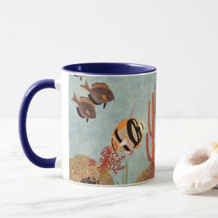 Caneca Peixe-anjo no Coral, Peixe Tropical Antigo no Ocea