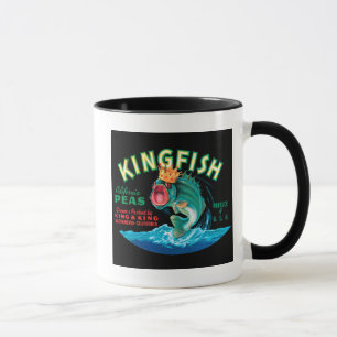 Caneca Peixe-Baixo Vestindo uma Coroa num Fundo Negro